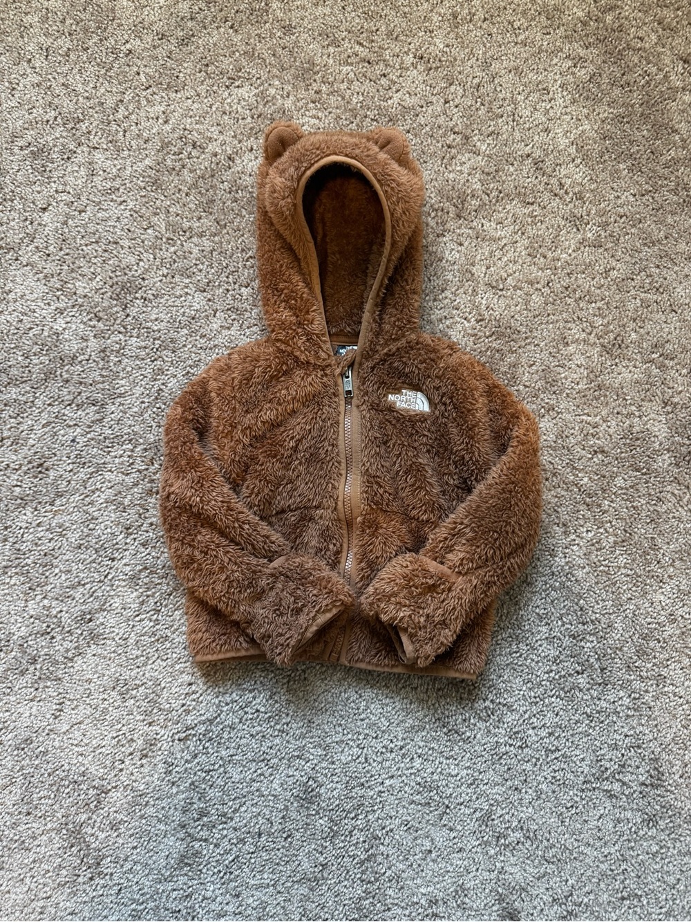 The North Face Bear Hood Full Zip Fleece Jacket Brown 18-24 Mos Baby High Pile